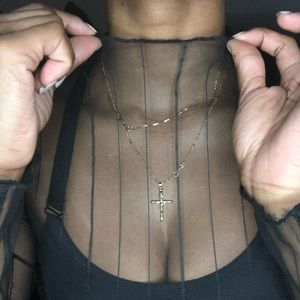 Sheer pinstriped top (bra not included)